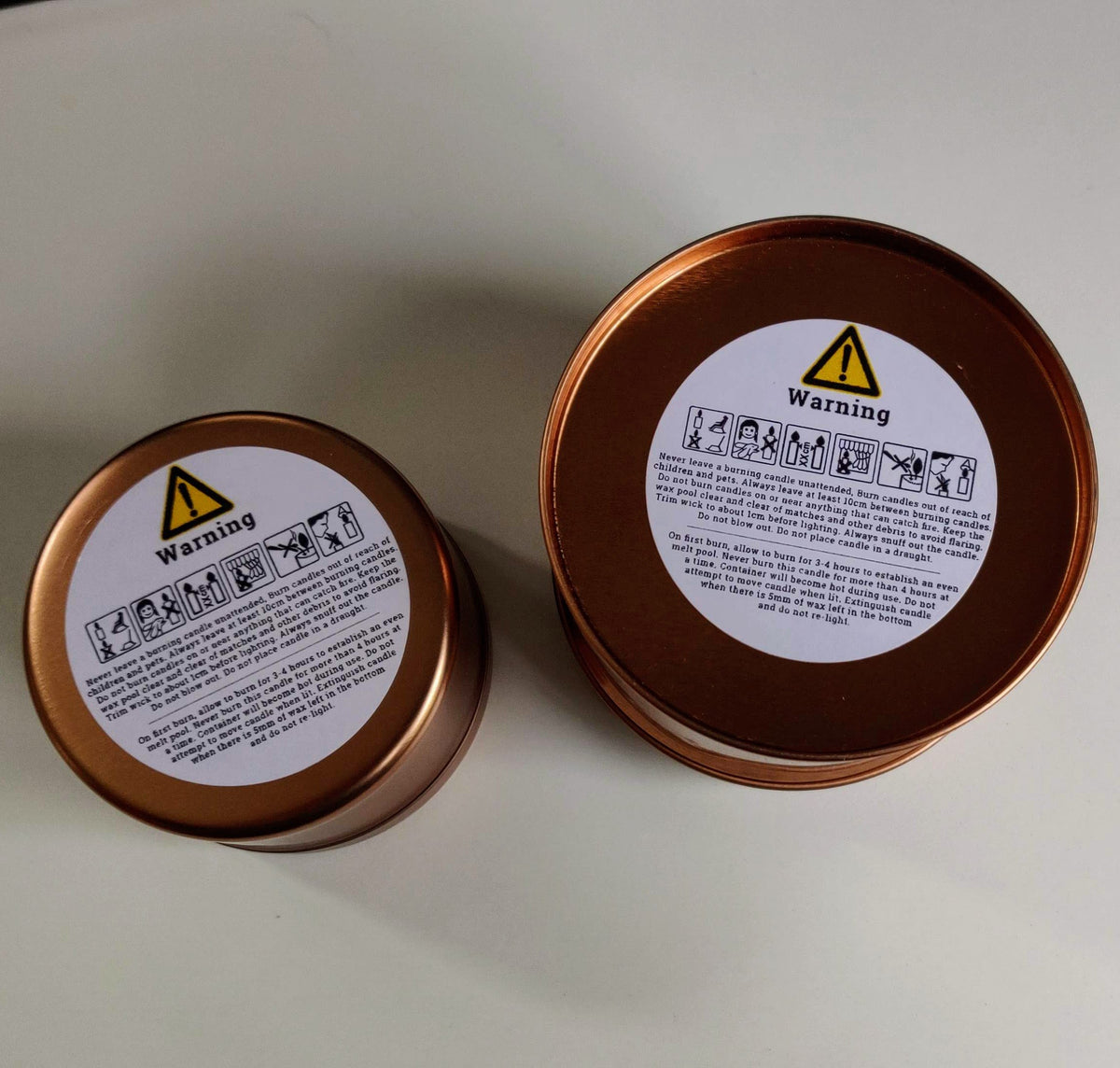Natural Wax 50mm Candle Warning Labels (x100) - Unbranded